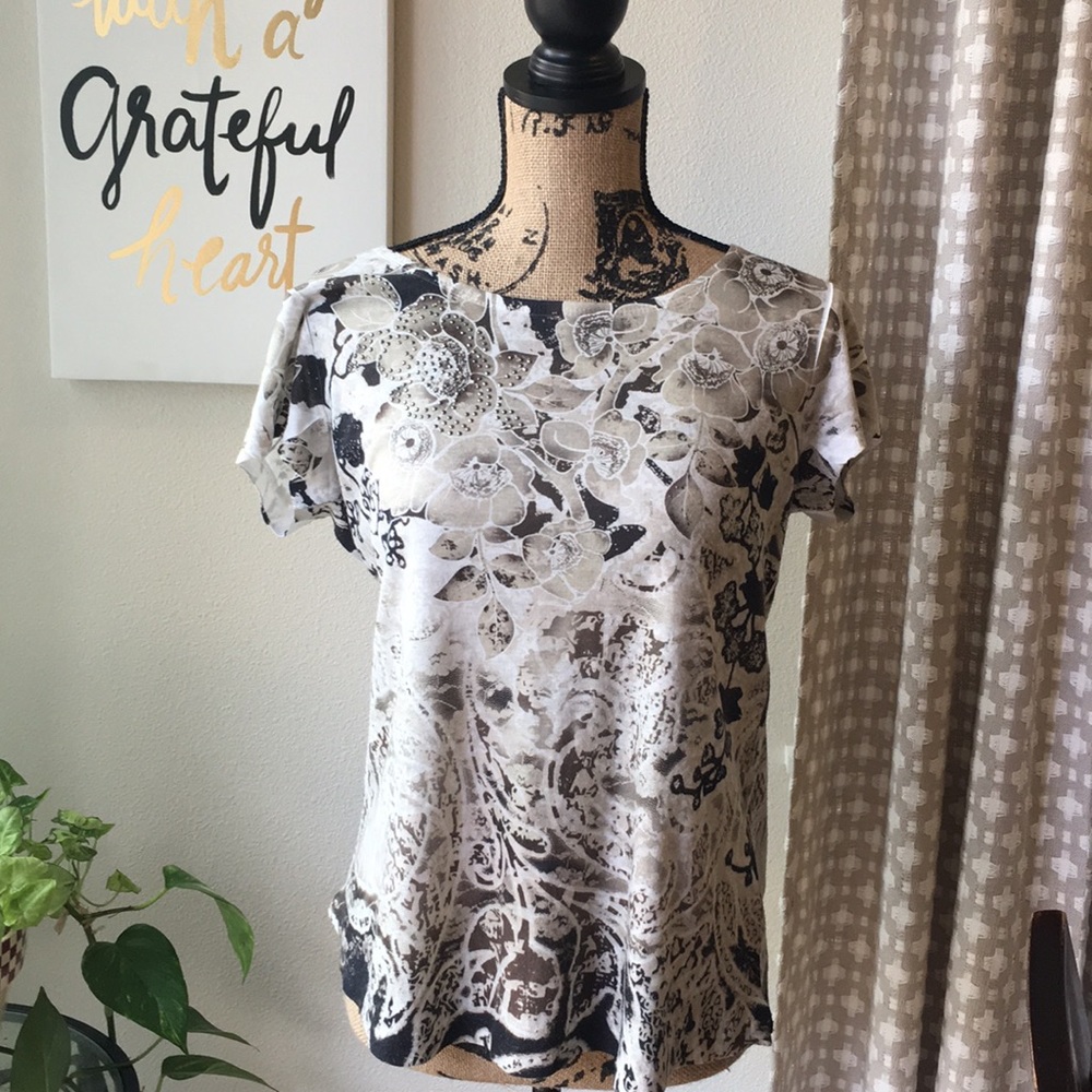 Style &Co. Ladies Medium Blouse Floral Bling